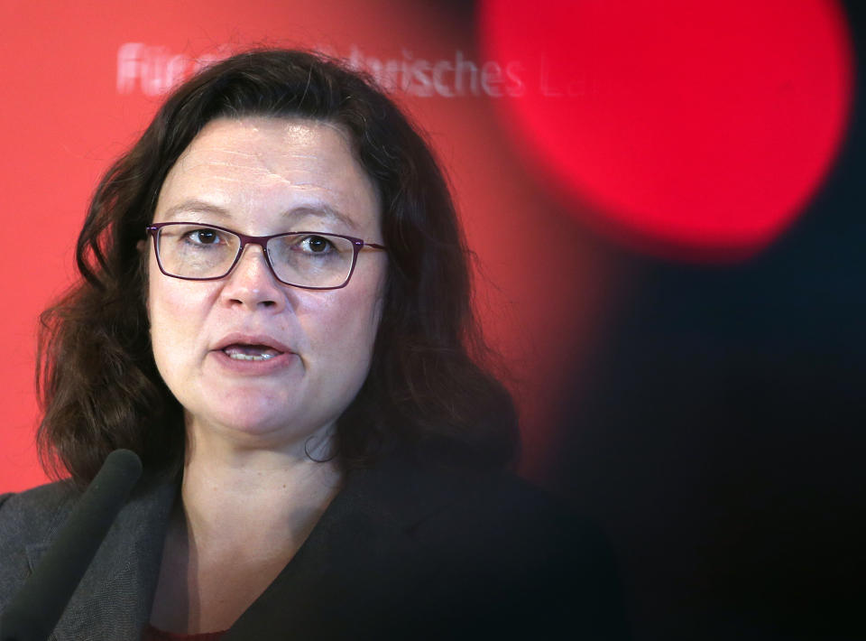 Andrea Nahles muss viel Kritik einstecken (Bild: dpa)