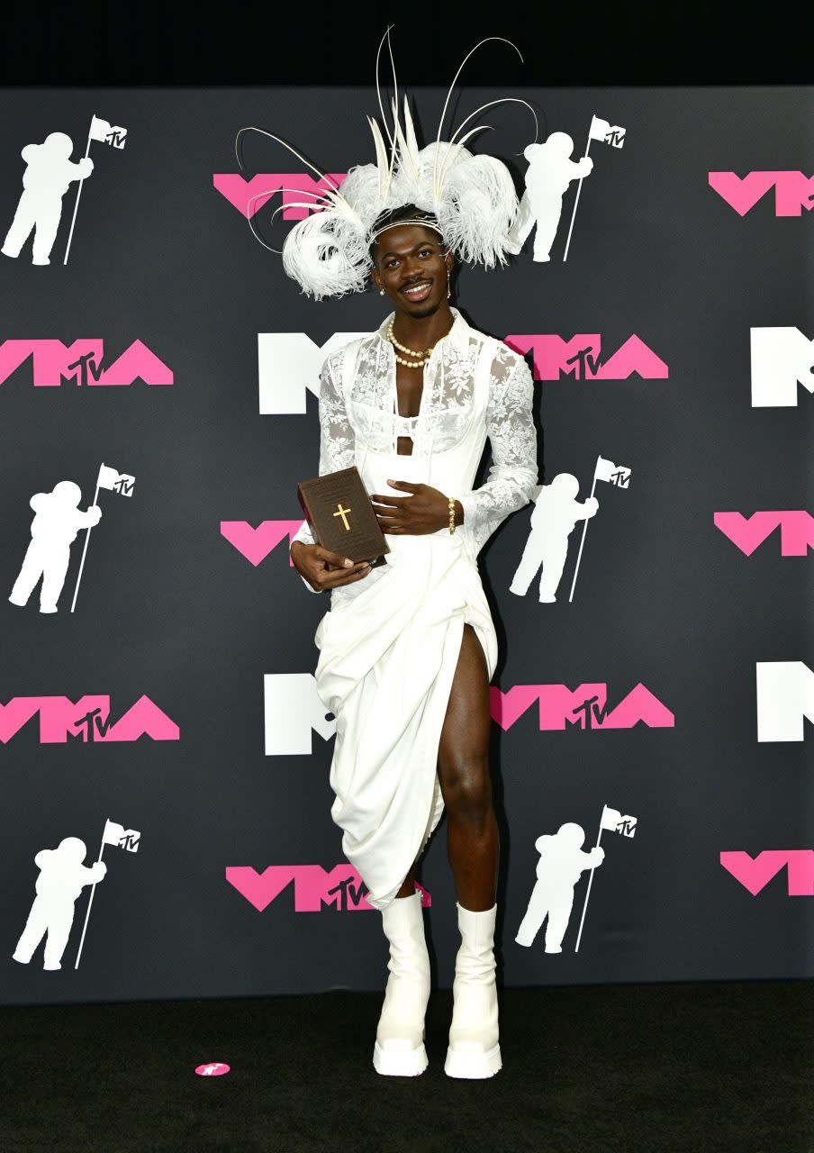 NEWARK, NEW JERSEY - SEPTEMBER 12: Lil Nas X poses in the press room at the 2023 MTV Video Music Awards at Prudential Center on September 12, 2023 in Newark, New Jersey. (Photo by Eugene Gologursky/Getty Images for MTV)