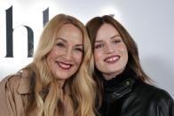 Jerry Hall, left, and Georgia May Jagger attend the Chloe Fall/Winter 2024-2025 ready-to-wear collection presented Thursday, Feb. 29, 2024 in Paris. (Photo by Scott A Garfitt/Invision/AP)