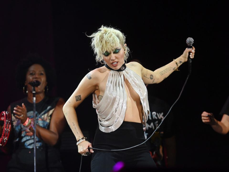 Miley Cyrus performs in Atlanta, Georgia, on September 19, 2021.