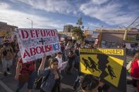 <p>People protest the Trump administration policy of removing children from parents arrested for illegally crossing the U.S.-Mexico border on June 14, 2018, in Los Angeles, Calif. (Photo: David McNew/Getty Images) </p>