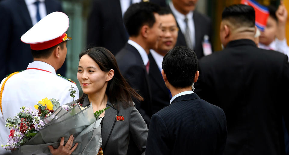 Kim Yo-jong, sister of North Korean leader Kim Jong-un, arrives for the welcoming ceremony at the Presidential Palace in Hanoi, Vietnam March 1, 2019. Source: Reuters