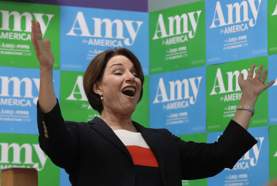 Democratic presidential candidate Sen. Amy Klobuchar, D-Minn., speaks at a campaign event, Monday, June 10, 2019, in Concord, N.H. (AP Photo/Elise Amendola)