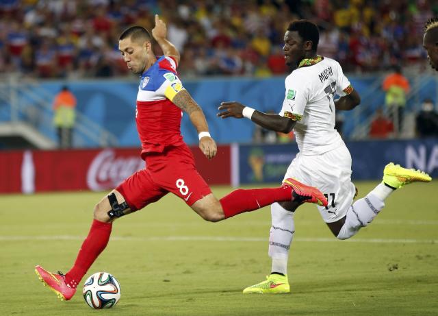 Clint Dempsey of USA celebrates his goal during the FIFA World Cup