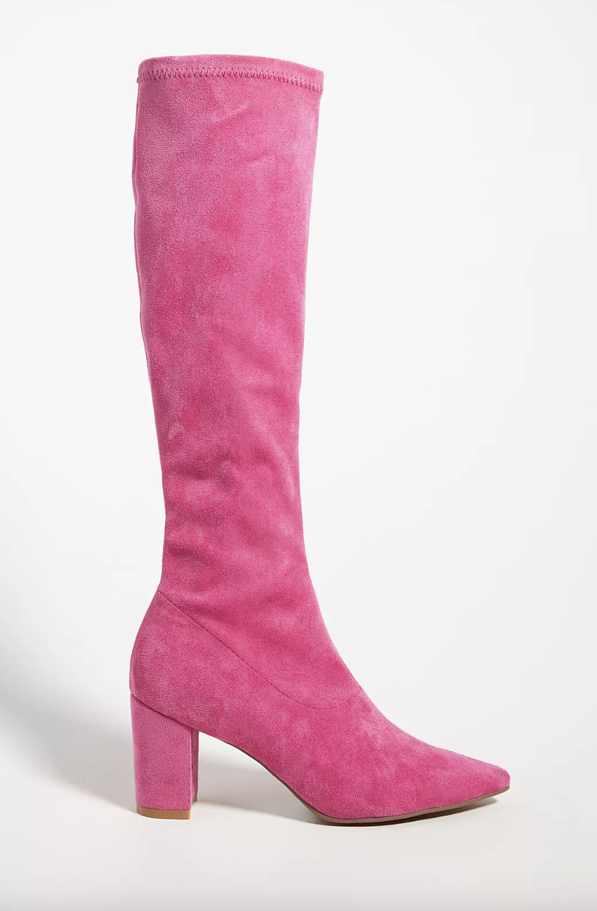 Silent D Comess Knee-High Boots in pink suede (Photo via Anthropologie)