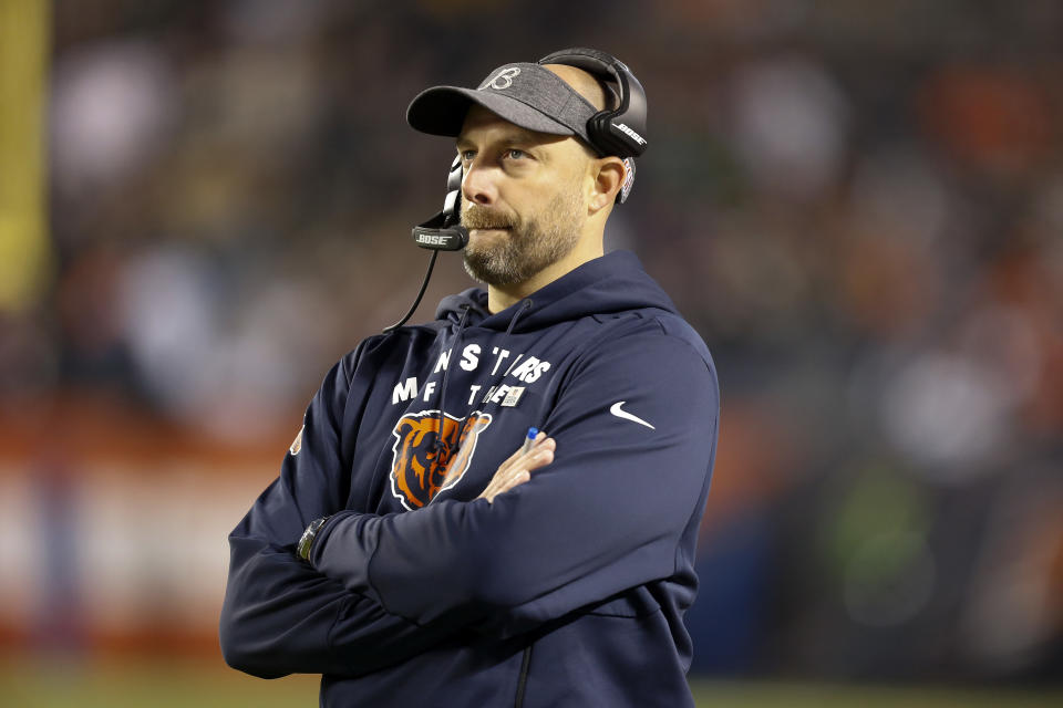 Matt Nagy hopes that a Nationals-themed PowerPoint will inspire the Bears to a win on Sunday. (Photo by Nuccio DiNuzzo/Getty Images)