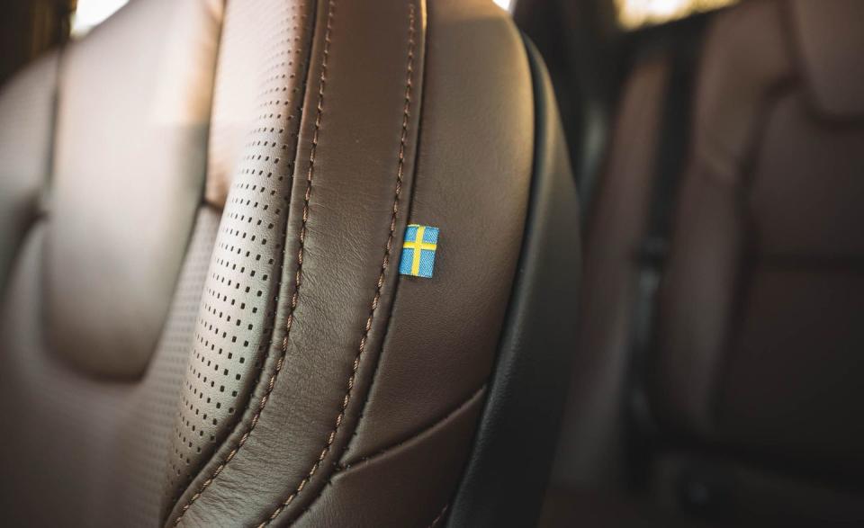 <p>Yes, that is a tiny Swedish flag stitched into the seam of the XC60's front seat. It's a clever little detail that Volvo debuted on the current-generation XC90, the 60's larger three-row sibling, in 2014.</p>