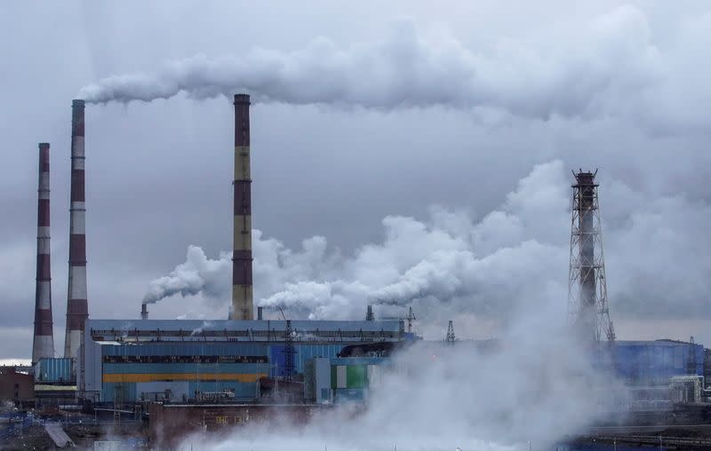 FILE PHOTO: A view shows Nadezhda Metallurgical Plant of Nornickel company in Norilsk