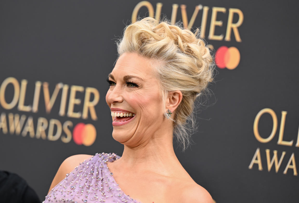 LONDON, ENGLAND - APRIL 14: Hannah Waddingham attends The Olivier Awards 2024 at The Royal Albert Hall on April 14, 2024 in London, England. (Photo by Jeff Spicer/Getty Images For SOLT)