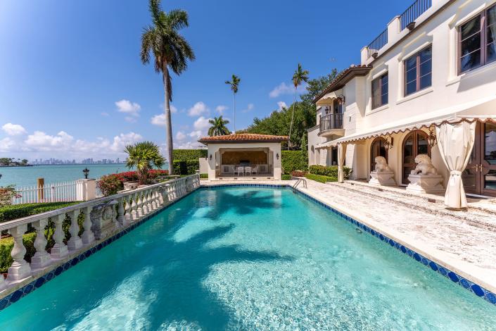 a pool at the most expensive home currently for sale in Florida, 18 La Gorce Circle in Miami Beach