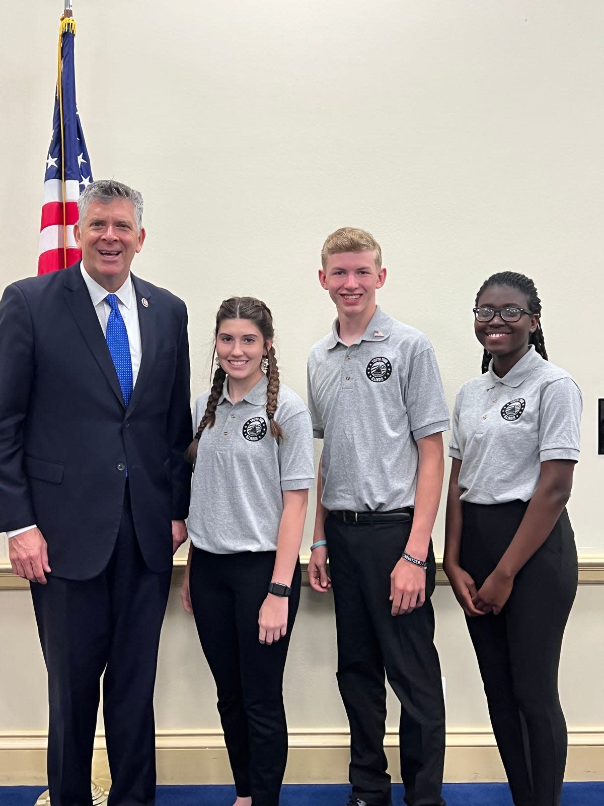 Pictured from left – Congressman Darin LaHood, Sierra Lucie, Owen Torrance and Adjoa Boateng-Addo