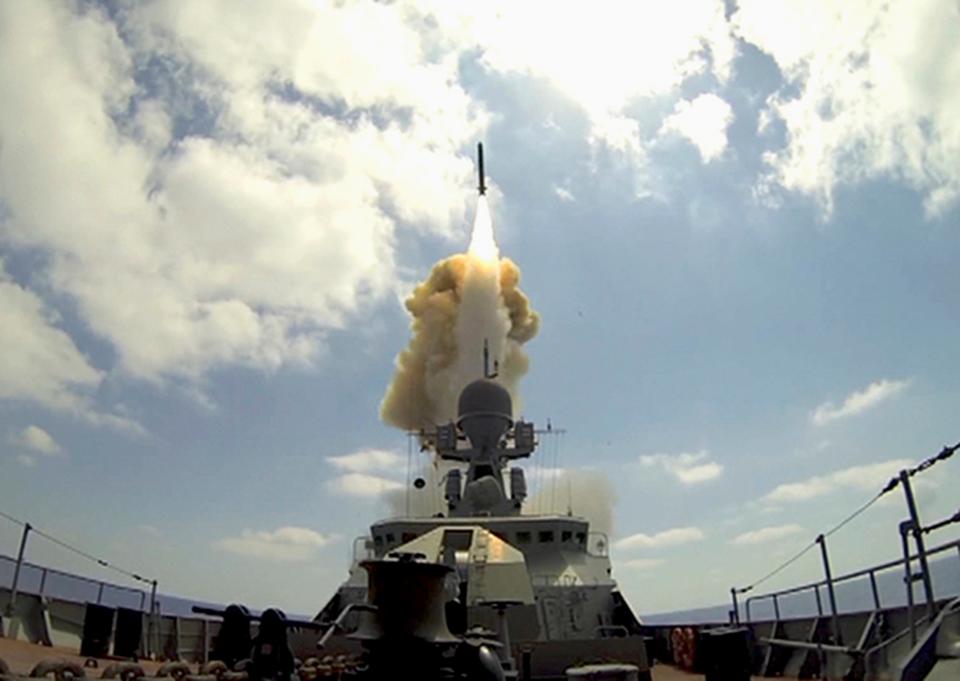 File photo: A missile is launched from a Russian Navy vessel (Russian Defense Ministry Press Service)