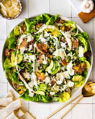 Smashed Potato Spring Salad with Creamy Lemon Dressing