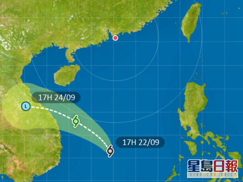 有關熱帶氣旋預料在本港800公里外掠過。天文台圖片