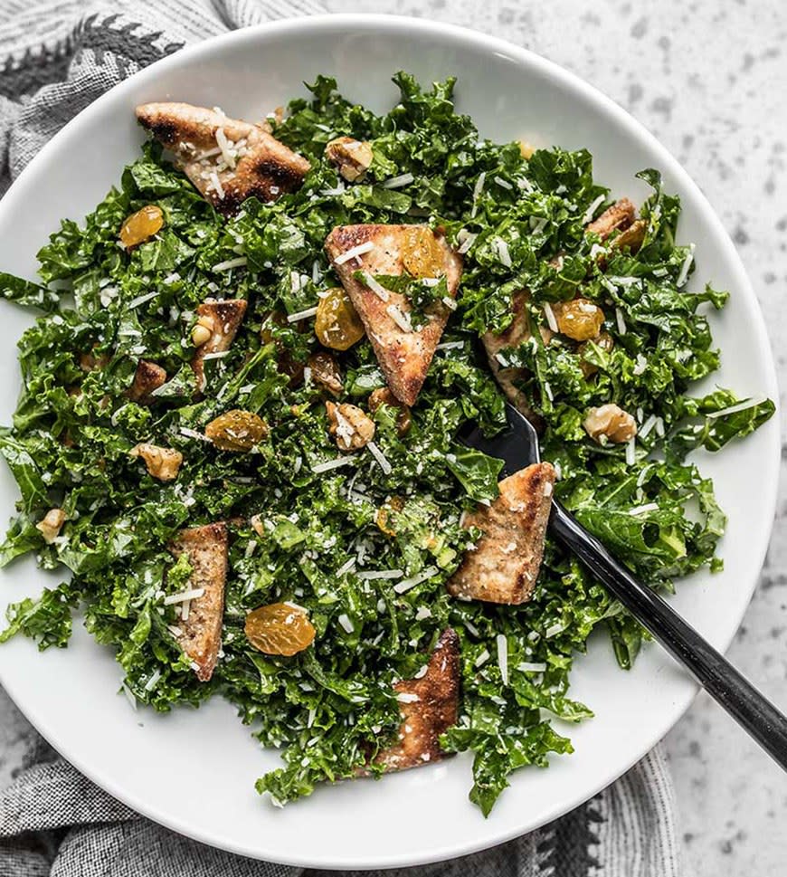 Kale Salad With Toasted Pita and Parmesan from Budget Bytes