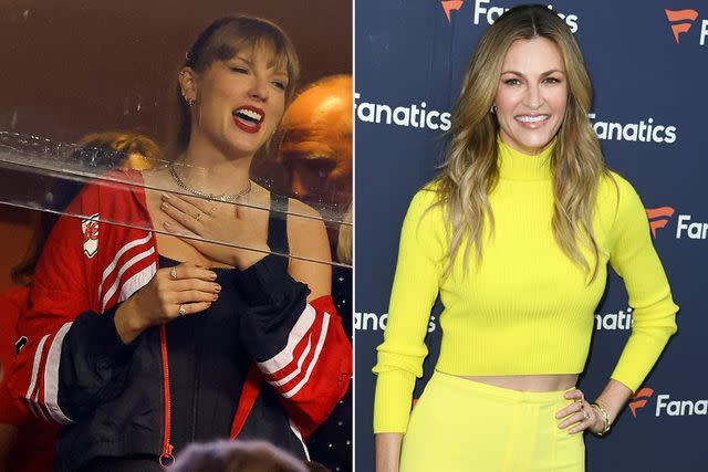 <p>David Eulitt/Getty; JC Olivera/WireImage</p> Taylor Swift (left) photographed in Kansas City, Missouri; Erin Andrews (right) photographed in Culver City, California