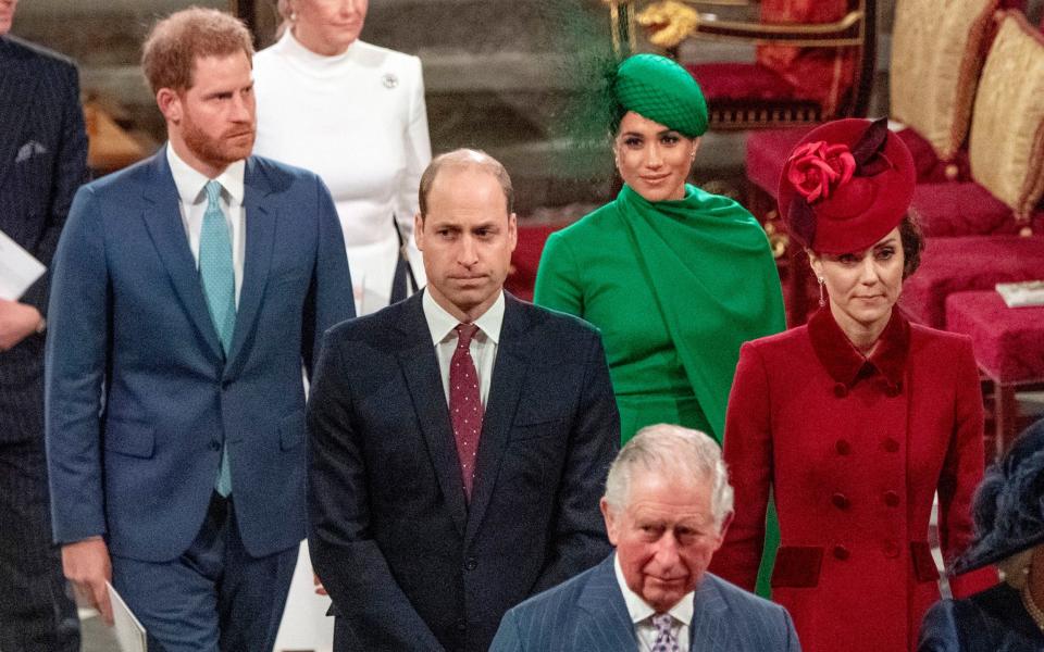 The tension could be seen between the Cambridges and the Sussexes at the 2020 Commonwealth Day Service - Phil Harris/Daily Mirror/PA Wire