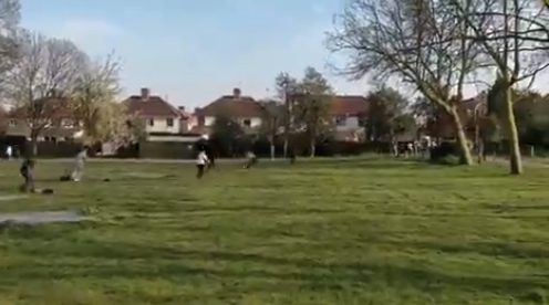 Cricketers are seen running from officers. Source: Kensal Green Police