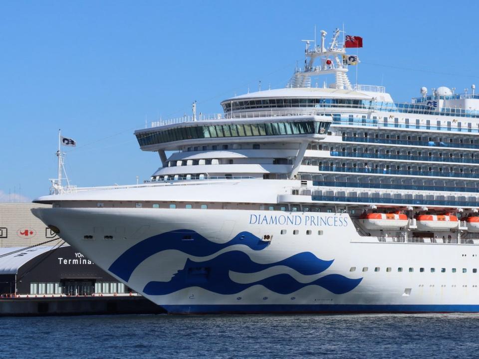 The Diamond Princess cruise ship docked in Tokyo.