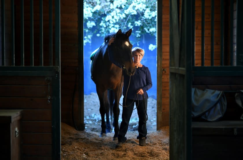 RANCHO SANTA FE-CA-NOVEMBER 24, 2019: Julie Krone is photographed at Masterpiece Farms in Rancho Santa Fe on Sunday, November 24, 2019. (Christina House / Los Angeles Times)