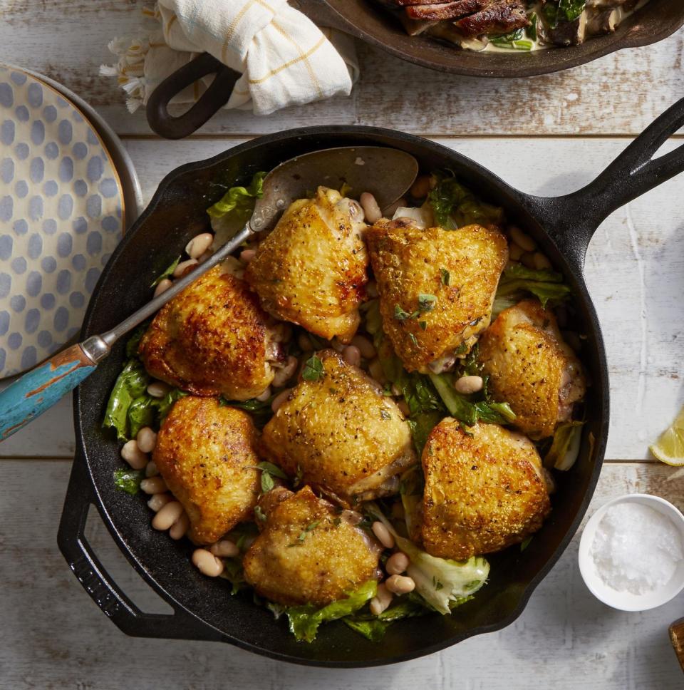 Chicken Thighs with White Beans and Escarole