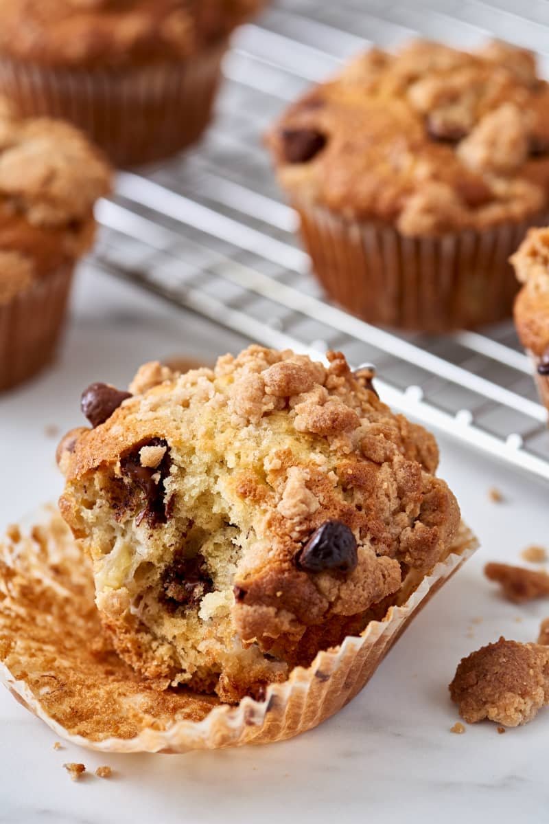 Banana Chocolate Chip Crumb Muffins