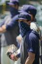 Milwaukee Brewers manager Craig Counsell watches batters during a practice session Monday, July 13, 2020, at Miller Park in Milwaukee. (AP Photo/Morry Gash)