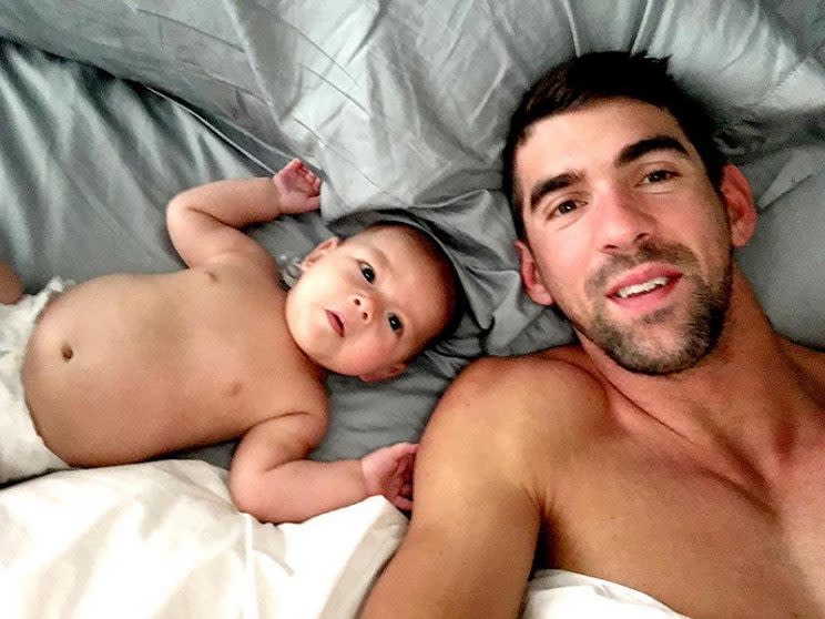 Phelps says he&#39;s open to playing video games with his son, Boomer, someday. (Photo: via Instagram)