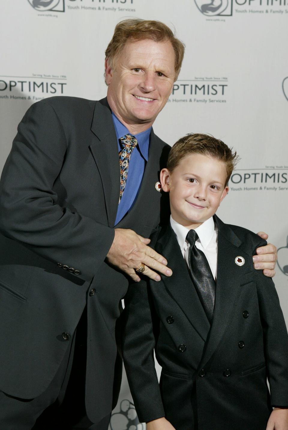 "NYPD Blue" actors Gordon Clapp and Austin Majors pose at The 7th Annual Mentor Awards Gala benefiting Optimist Youth Homes & Family Services to help honor two of their own - David Milch, co-creator/executive producer of the series, and Bill Clark, executive producer at the Biltmore Hotel, October 29, 2003 in Los Angeles, California.