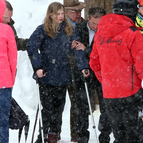 Louise Windsor got injured on the slopes and was forced to walk with crutches - Credit: FRVI, BRNA