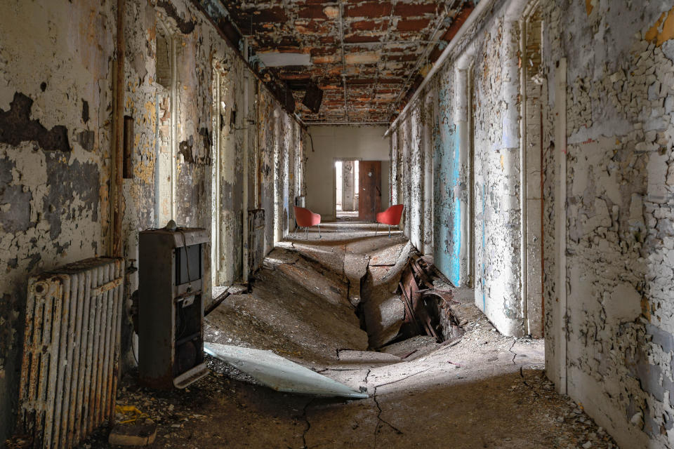 Collapsed floors in mental asylum