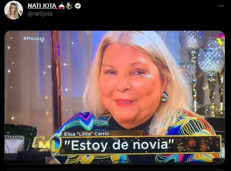 Meme que compartió Nati Jota tras el beso con Nicolás Occhiato