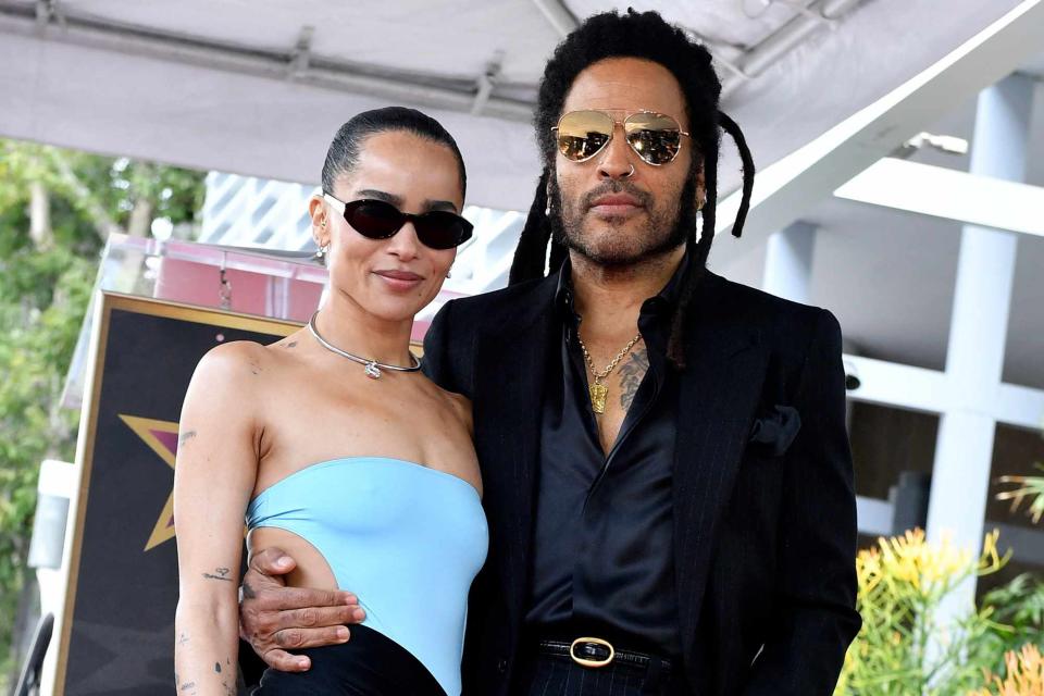 <p>VALERIE MACON/AFP via Getty</p> Lenny Kravitz and daughter Zoë Kravitz during his Walk of Fame ceremony in Los Angeles on March 12, 2024