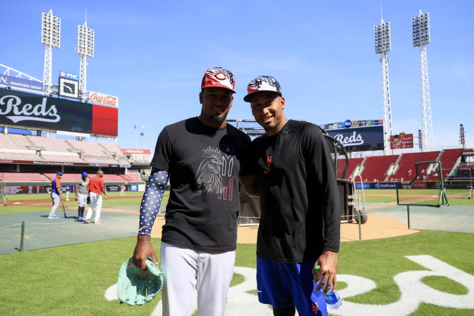 辛辛那提紅人Alexis Diaz（左）及紐約大都會Edwin Diaz（右）。 (AP Photo/Aaron Doster)