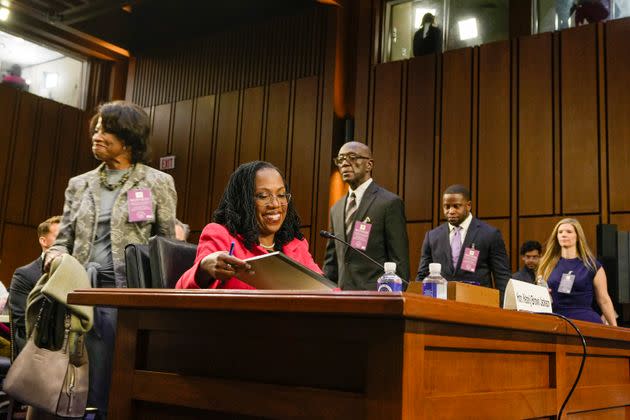 Jackson's family walks past her during her confirmation hearing on March 22. (Photo: Jarrad Henderson/USA TODAY)