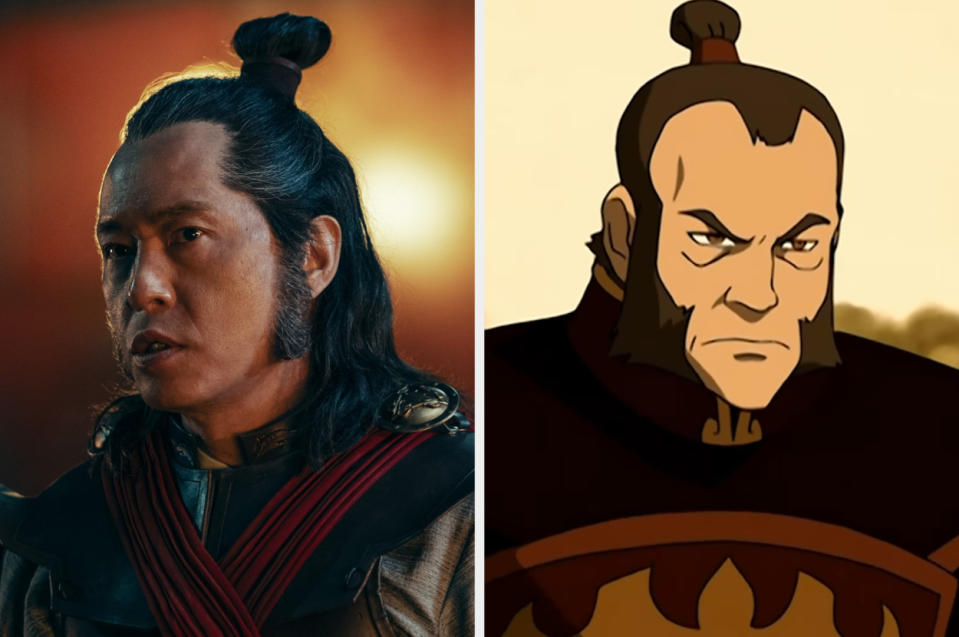 Side-by-side of live-action Zhao and animated Zhao