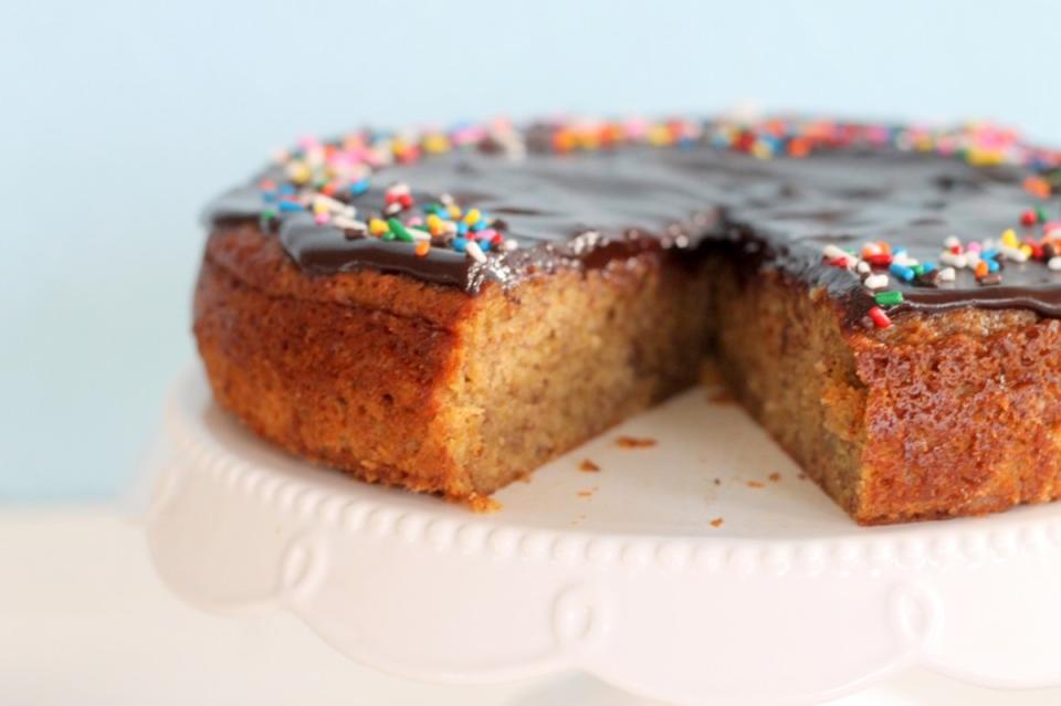 <p>This Browned Butter Banana Cake is slathered with a rich chocolate ganache for a sweet, decadent treat that pairs well with tea or coffee! <a href="http://www.bakerita.com/browned-butter-banana-cake/" rel="nofollow noopener" target="_blank" data-ylk="slk:Get the recipe here.;elm:context_link;itc:0;sec:content-canvas" class="link ">Get the recipe here.</a></p><p><strong>Related: <a href="https://parade.com/1370961/stephanieosmanski/can-dogs-eat-bananas/" rel="nofollow noopener" target="_blank" data-ylk="slk:Can Dogs Eat Bananas?;elm:context_link;itc:0;sec:content-canvas" class="link ">Can Dogs Eat Bananas?</a></strong></p>