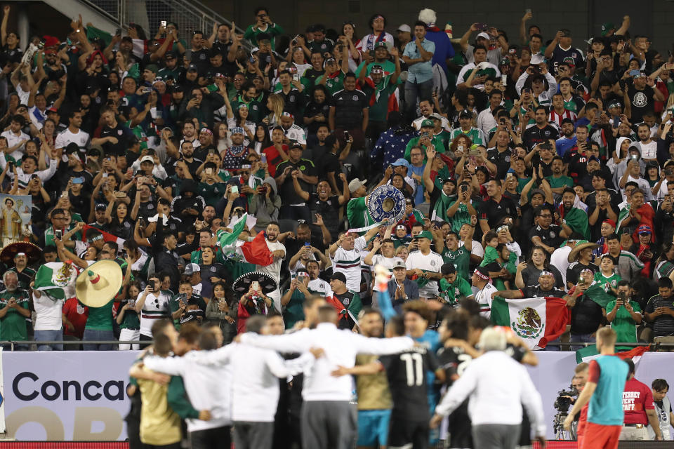 CHICAGO, IL - JULY 07: fans of Mexico celebrates their victory after the CONCACAF Gold Cup 2019 final match between United States and Mexico at Soldier Field on July 7, 2019 in Chicago, Illinois. (Photo by Omar Vega/Getty Images)