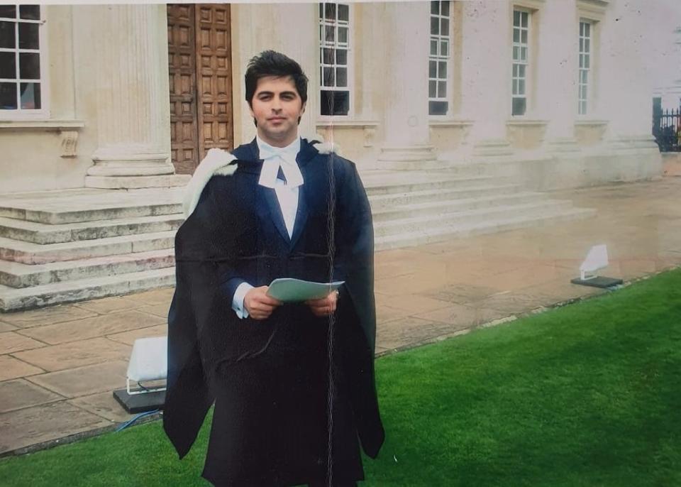 Dr Arian is pictured on his graduation day at Cambridge University. (Waheed Arian/PA)