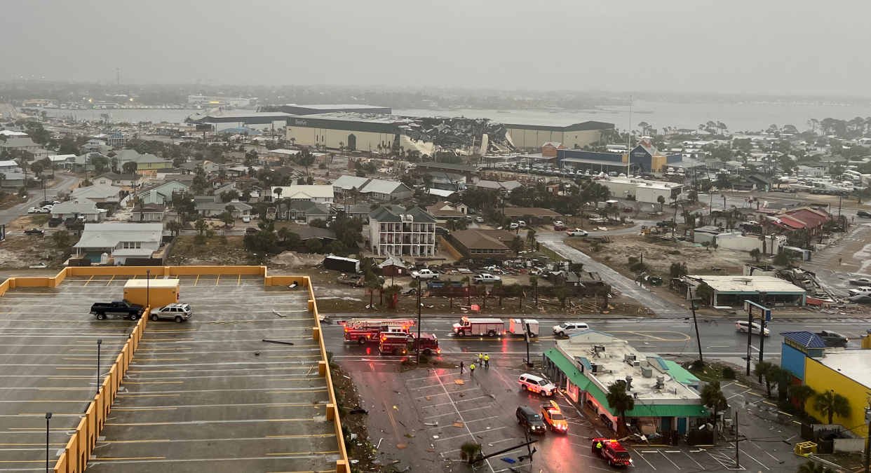 The roof of the Pirate's Cove Marina was heavily damaged Tuesday, Jan. 9 during a severe storm.