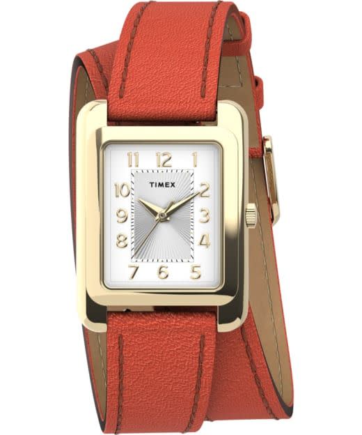 6) Addison Double Wrap Leather Strap Watch