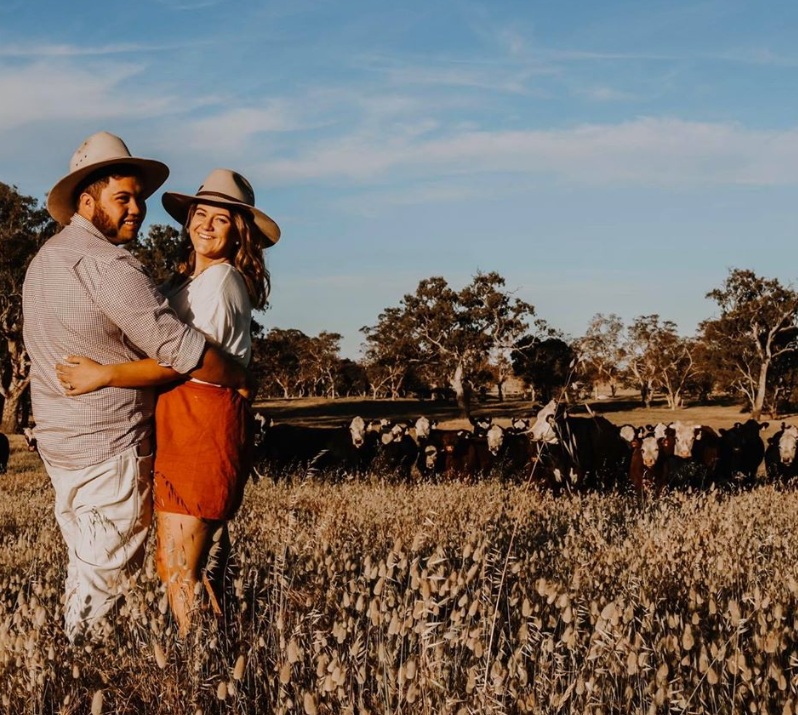 Jon Paul Paenga and Lucy McCourt-Pearce are pictured posing on a rural property. Source: Facebook/Lucy McCourt-Pearce