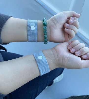 A pair of anti-nausea wrist bands