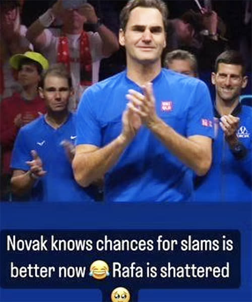 Nick Kyrgios' post about Rafa Nadal and Novak Djokovic, pictured here on Instagram.