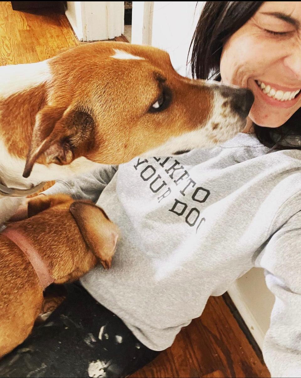 Ashley Adair Garner has designed a range of print-to-order sweatshirts, T-shirts and tank tops with her most common phrases for her company Nest.