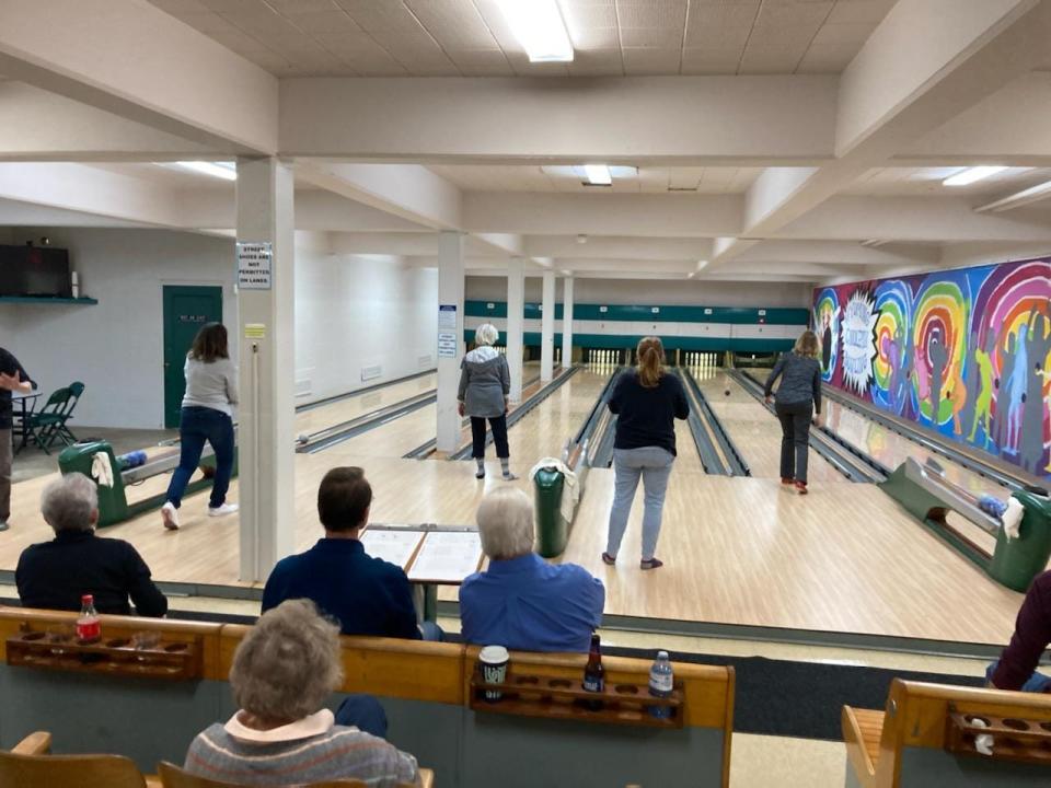Bowlers in the Wyoming Civic Center's candlepin bowling league take part in a Thursday night session in November 2021.