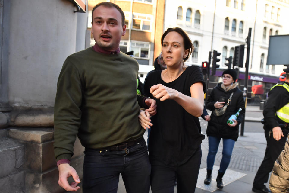 People heading away from the vicinity of Borough Market in London after police told them to leave the area following an incident on London Bridge.