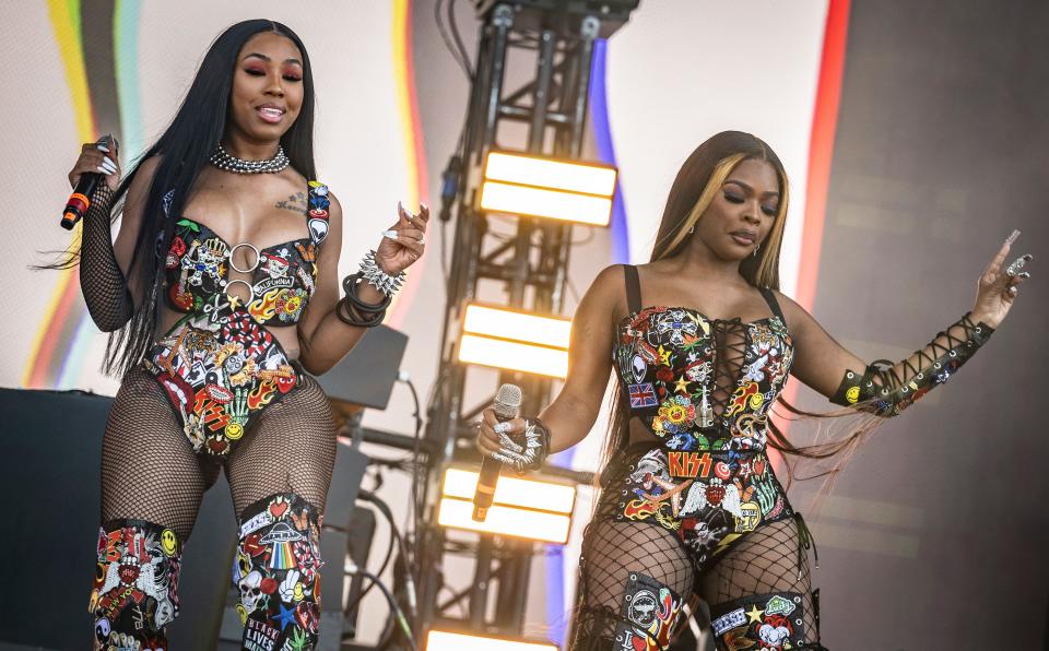 Yung Miami and JT of City Girls perform at Wireless Festival in matching outfits