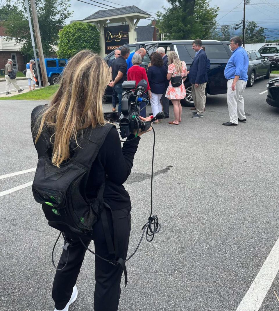 PHOTO: Former Vice President Mike Pence campaigns in North Conway, New Hampshire, on July 21, 2023. (Libby Cathey/ABC News)