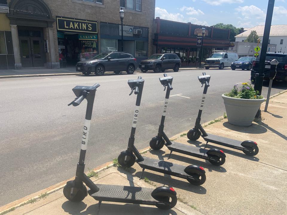 Between 40 and 70 Bird e-scooters are available for rent 
throughout Gardner.